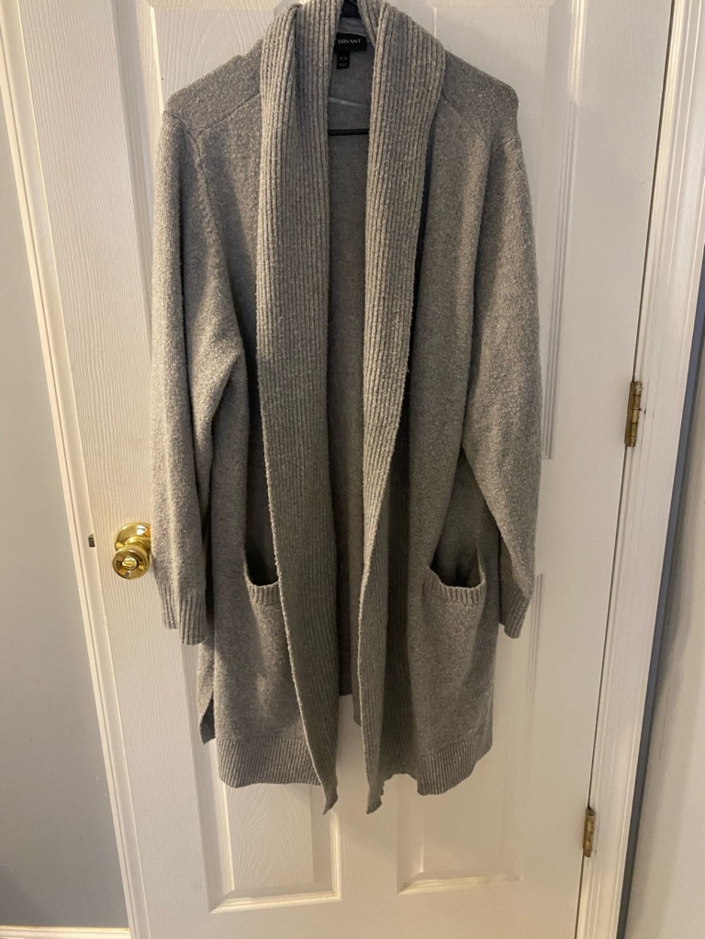 Lane Bryant Gray Open-Front Long Cardigan with Pockets